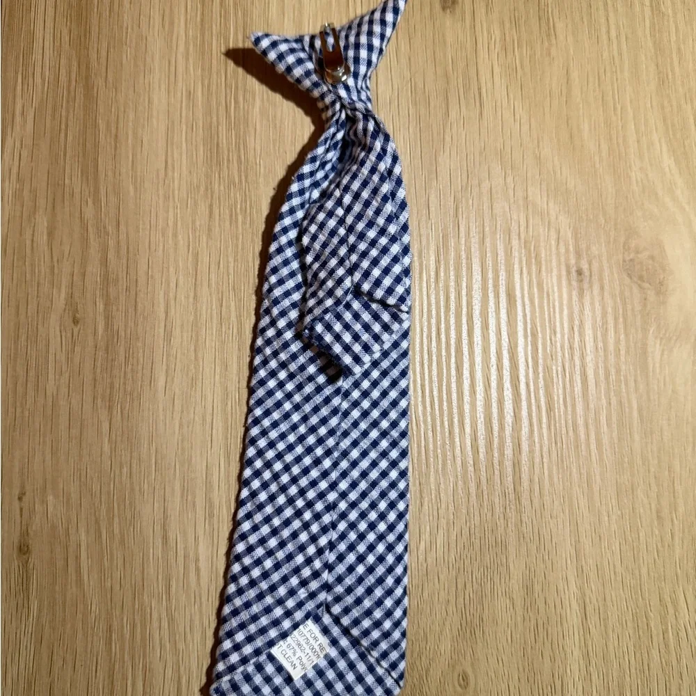 Children's Blue Gingham Clip Tie - Classic Check Pattern